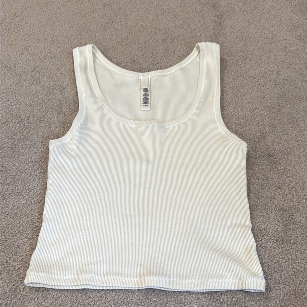 Skims stretch ribbed cotton tank size large Bone